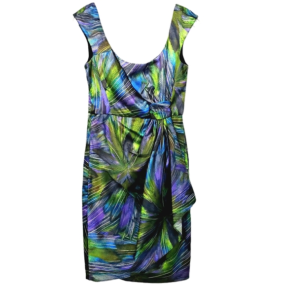 Maggy L Faux Purple/Green Wrap Dress - Picture 15 of 15